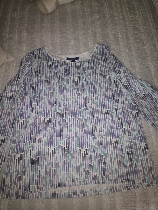 Karen Scott Tops - Karen Scott Multi-Color Patterned Long Sleeve Top - Blue, Purple, Mint